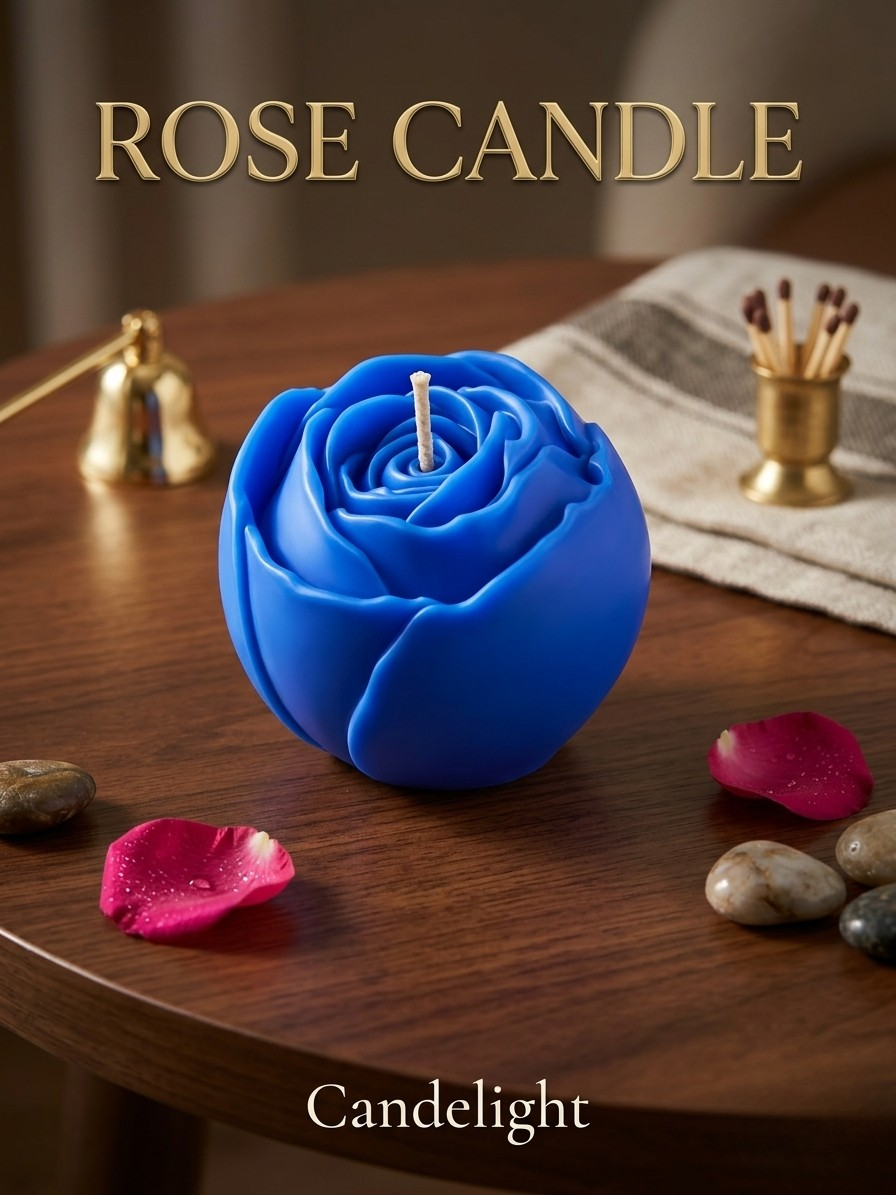 Hand-Poured Rose Shaped | White Musk |  Soy Wax Candle - Artisanal Floral Decor