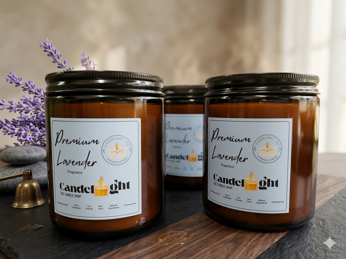 Premium Lavender Amber Jar Soy Wax Candle | Hand-Poured Amber Jar Aromatherapy