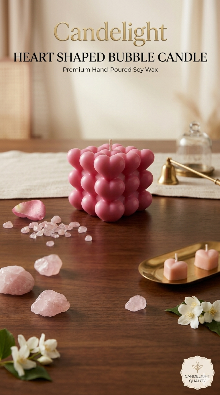 Heart Bubble Candle | Hand-Poured | Lavender | Sculptural Soy Wax Decor