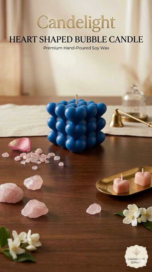 Heart Bubble Candle | Hand-Poured | Rose | Sculptural Soy Wax Decor
