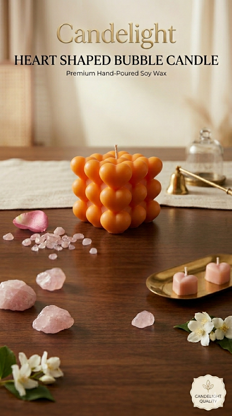 Heart Bubble Candle | Hand-Poured | Lavender | Sculptural Soy Wax Decor