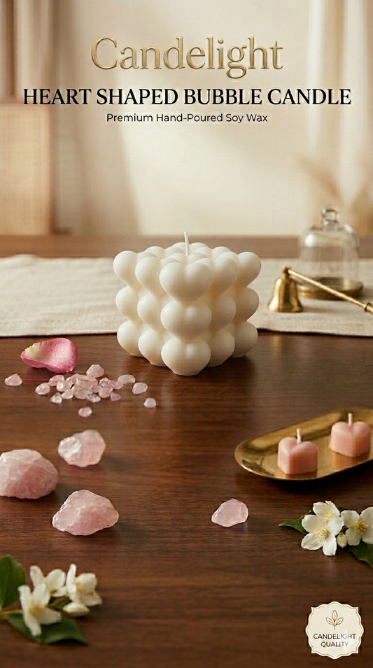 Heart Bubble Candle | Hand-Poured | White Musk | Sculptural Soy Wax Decor