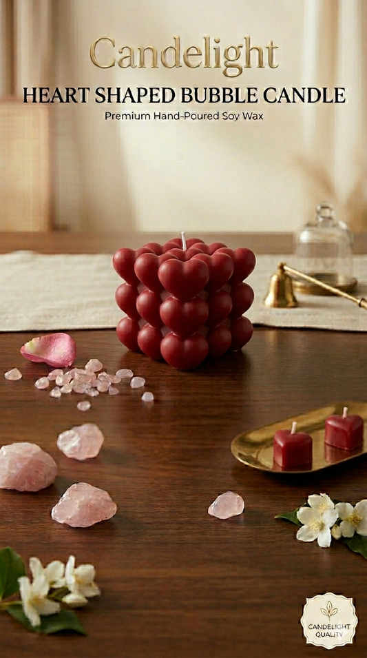 Heart Bubble Candle | Hand-Poured | Sandalwood | Sculptural Soy Wax Decor