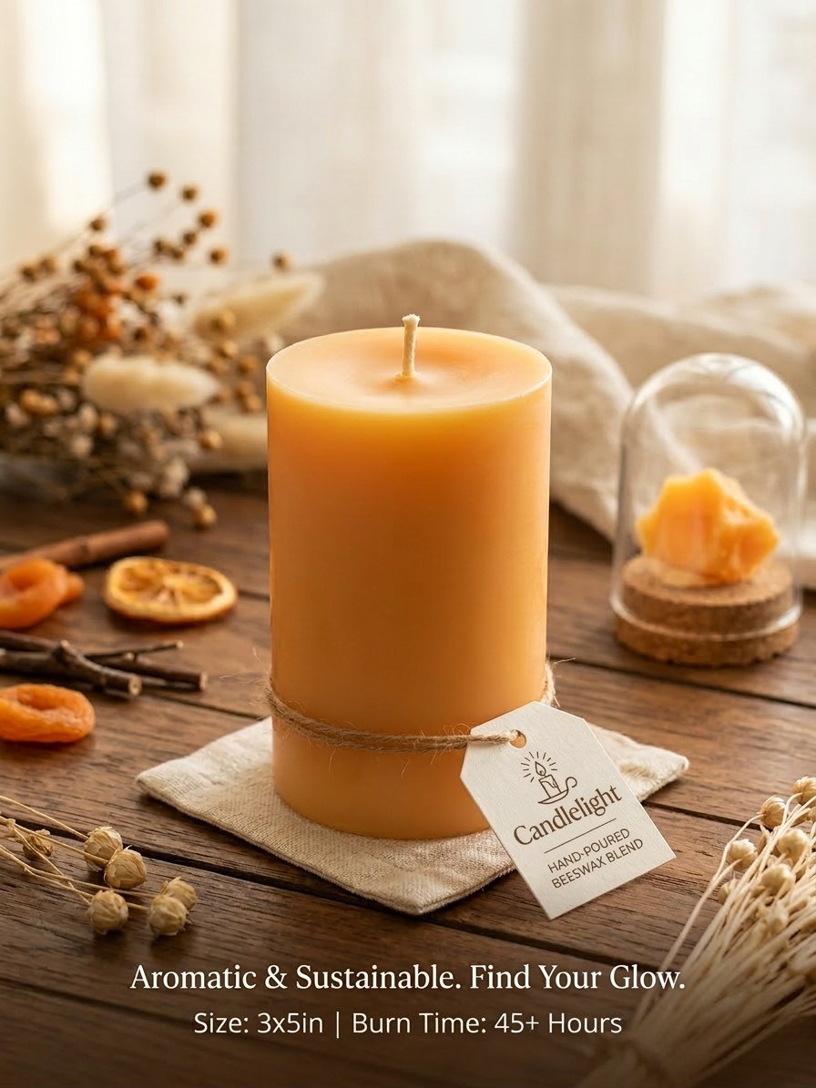 Premium Artisan Pillar Candle | Lavender | Handcrafted Scented Candle (White, Blue, Orange)