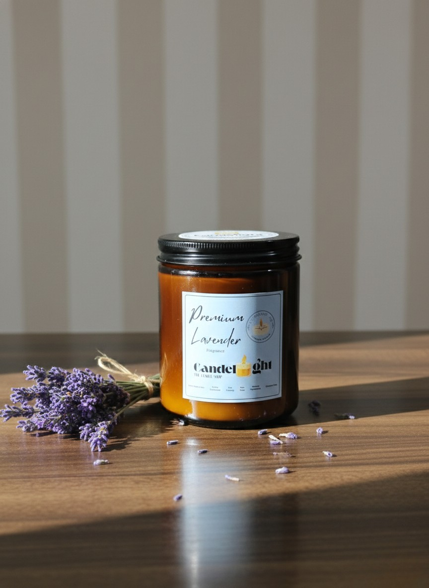 Premium Lavender Amber Jar Soy Wax Candle | Hand-Poured Amber Jar Aromatherapy