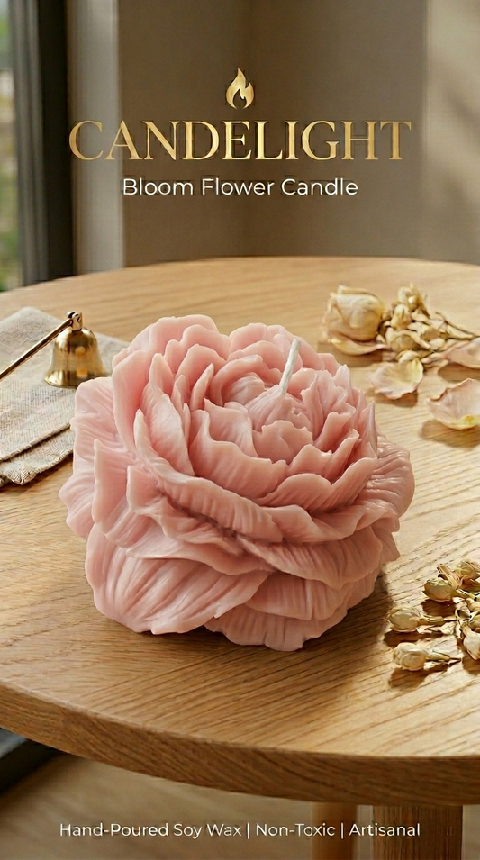 Peony Bloom Flower Candle | White Musk | Hand-Poured | Sculptural Soy Wax Floral Decor