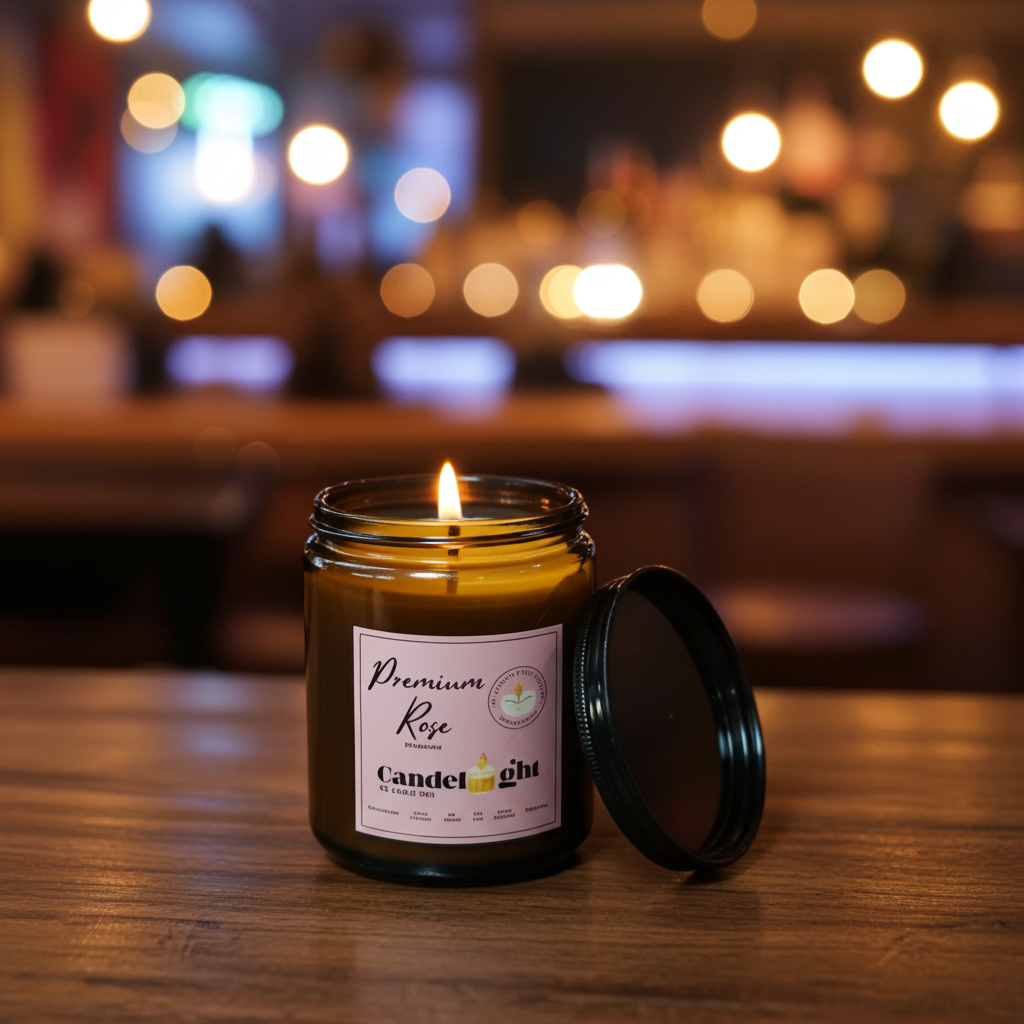 Premium Rose Amber Jar Soy Wax Candle | Hand-Poured Amber Jar Aromatherapy